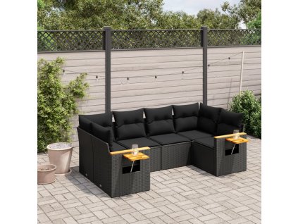 vidaXL 6-dielna záhradná súprava pohoviek s vankúšmi čierna polyratan