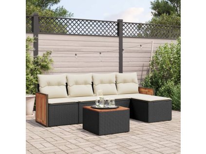 vidaXL 6-dielna záhradná súprava pohoviek s vankúšmi čierna polyratan