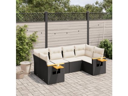 vidaXL 6-dielna záhradná súprava pohoviek s vankúšmi čierna polyratan
