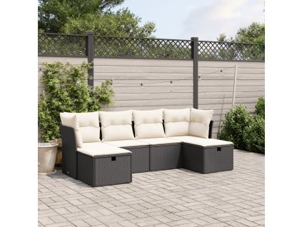 vidaXL 6-dielna záhradná súprava pohoviek s vankúšmi čierna polyratan