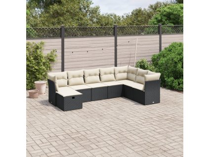 vidaXL 8-dielna záhradná sedacia súprava s podložkami polyratan čierna