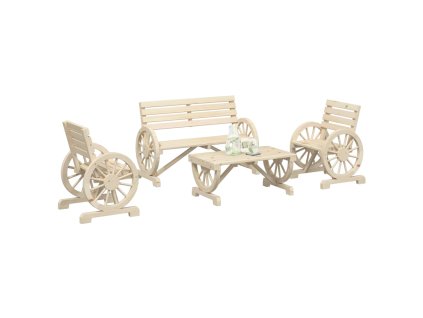 vidaXL 4-dielna záhradná sedacia súprava jedľový masív