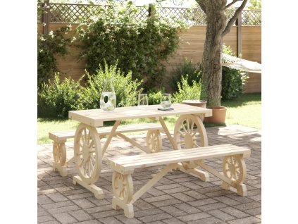 vidaXL 3-dielna záhradná jedálenská súprava jedľový masív