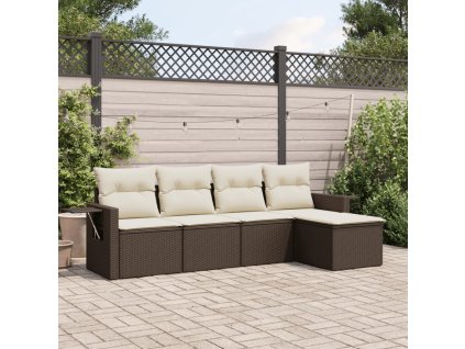 vidaXL 5-dielna záhradná súprava pohoviek s vankúšmi hnedá polyratan