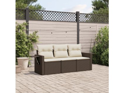 vidaXL 3-dielna záhradná súprava pohoviek s vankúšmi hnedá polyratan