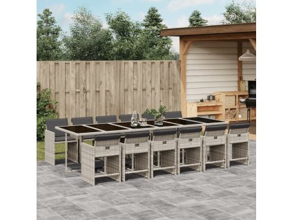 vidaXL 13-dielna záhrad. jedálenská súprava vankúš bledosivá polyratan