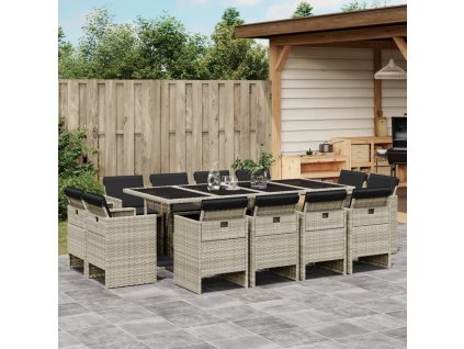 vidaXL 13-dielna záhrad. jedálenská súprava vankúš bledosivá polyratan