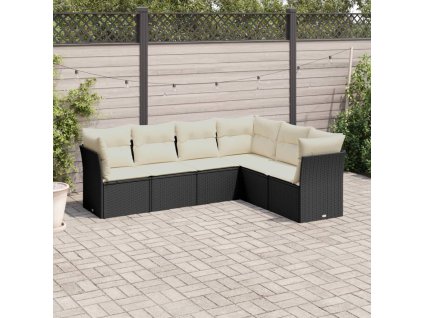 vidaXL 6-dielna záhradná súprava pohoviek s vankúšmi čierna polyratan