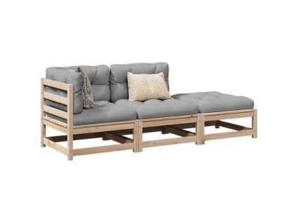 vidaXL 3-dielna záhradná sedacia súprava a vankúše borovicový masív