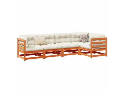 vidaXL 5-dielna záhr.súprava pohoviek s vankúšmi voskovohnedá borovica