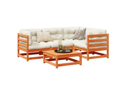 vidaXL 5-dielna záhr.súprava pohoviek s vankúšmi voskovohnedá borovica