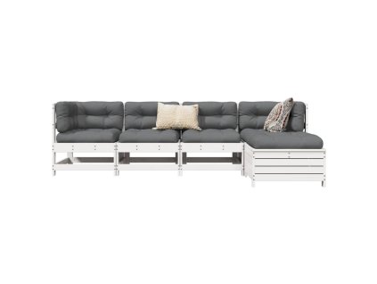 vidaXL 5-dielna záhradná súprava pohoviek biela borovicový masív