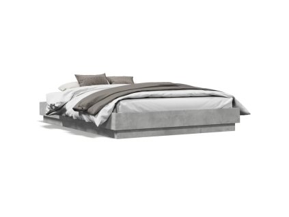 vidaXL Posteľný rám betónový sivý 135x190 cm kompozitné drevo