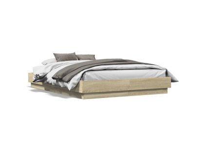 vidaXL Posteľný rám dub sonoma 135x190 cm kompozitné drevo