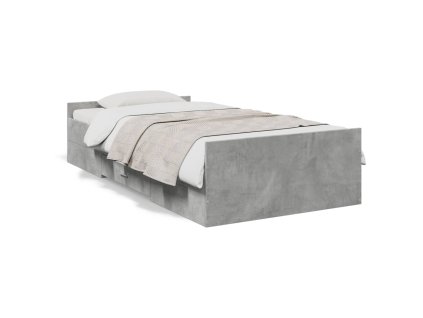 vidaXL Posteľný rám so zásuvkami betónovosivý 75x190 cm kompozit.drevo