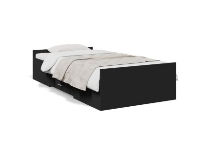 vidaXL Posteľný rám so zásuvkami čierny 75x190 cm kompozitné drevo