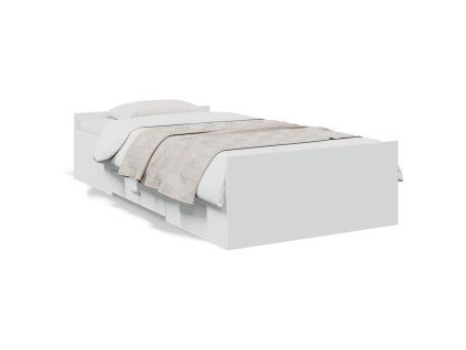 vidaXL Posteľný rám so zásuvkami biely 75x190 cm kompozitné drevo