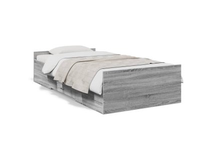 vidaXL Posteľný rám so zásuvkami sivý sonoma 75x190cm kompozitné drevo