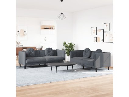 vidaXL 2-dielna sedacia súprava s vankúšmi bledosivá zamat