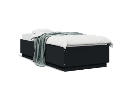 vidaXL Posteľný rám čierny 100x200 cm borovicový masív