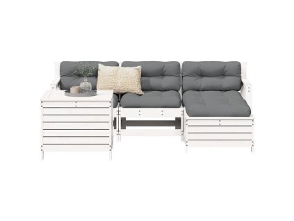 vidaXL 5-dielna záhradná súprava pohoviek biela borovicový masív