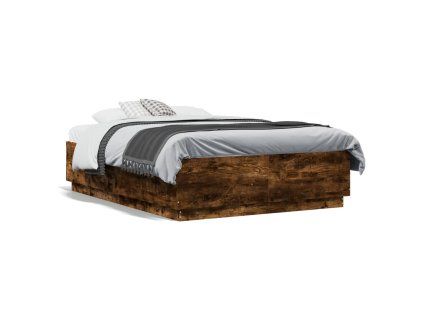 vidaXL Posteľný rám dymový dub 135x190 cm kompozitné drevo