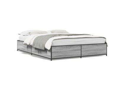 vidaXL Posteľný rám sivý sonoma 120x190 cm kompozitné drevo a kov