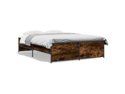 vidaXL Posteľný rám dymový dub 140x190 cm kompozitné drevo a kov
