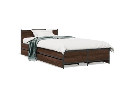 vidaXL Posteľný rám so zásuvkami hnedý dub 75x190 cm kompozitné drevo