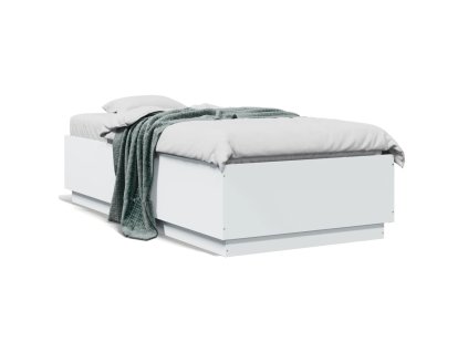 vidaXL Posteľný rám s LED svetlami biely 75x190 cm kompozitné drevo