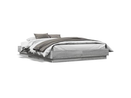 vidaXL Posteľný rám sivý dub sonoma 120x190 cm borovicový masív