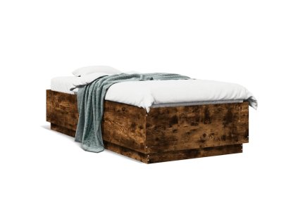 vidaXL Posteľný rám dymový dub 90x200 cm borovicový masív