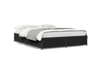 vidaXL Posteľný rám čierny 120x190 cm kompozitné drevo a kov