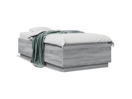 vidaXL Posteľný rám sivý dub sonoma 90x190 cm borovicový masív