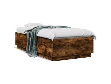 vidaXL Posteľný rám dymový dub 90x190 cm borovicový masív