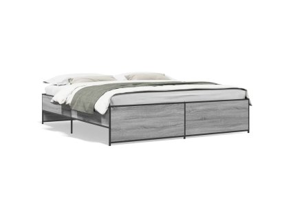 vidaXL Posteľný rám sivý dub sonoma 180x200 cm kompozitné drevo a kov