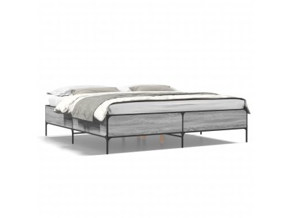 vidaXL Posteľný rám sivý dub sonoma 180x200 cm kompozitné drevo a kov