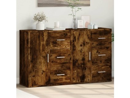vidaXL Komody 2 ks dymový dub 60x31x70 cm kompozitné drevo