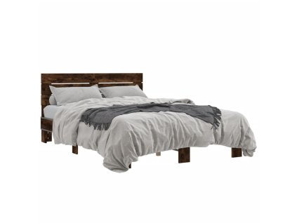 vidaXL Posteľný rám dymový dub 120x200 cm kompozitné drevo a kov