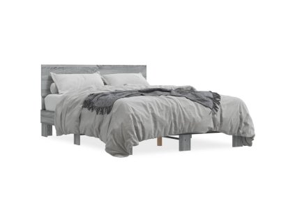 vidaXL Posteľný rám sivý sonoma 135x190 cm kompozitné drevo a kov