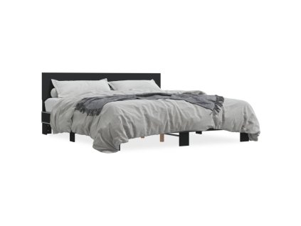 vidaXL Posteľný rám čierny 200x200 cm kompozitné drevo a kov