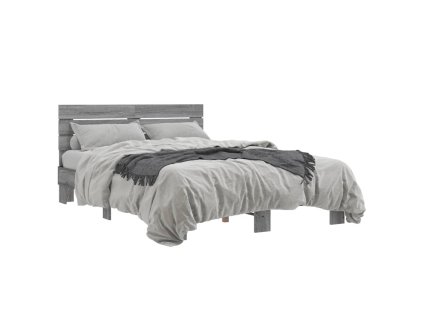 vidaXL Posteľný rám sivý sonoma 135x190 cm kompozitné drevo a kov