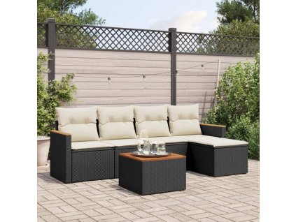 vidaXL 6-dielna záhradná súprava pohoviek s vankúšmi čierna polyratan