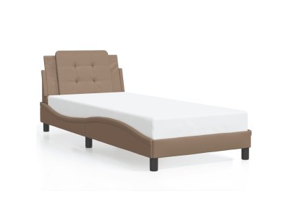 vidaXL Posteľný rám s čelom kapučínový 100x200 cm umelá koža