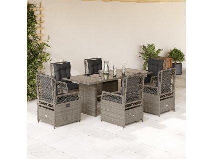 vidaXL 7-dielna záhradná jedálenská sada vankúše bledosivá polyratan