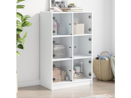 vidaXL Vysoká skrinka s dvierkami biela 68x37x109 cm kompozitné drevo