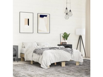 vidaXL Posteľný rám dub sonoma 120x190 cm kompozitné drevo a kov