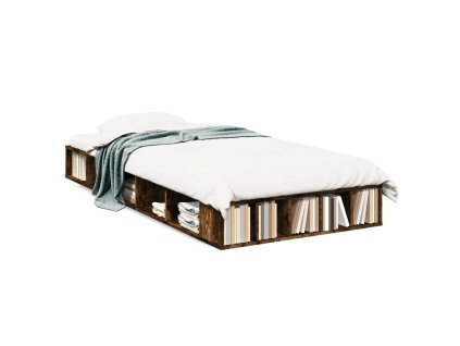 vidaXL Posteľný rám dymový dub 90x190 cm borovicový masív