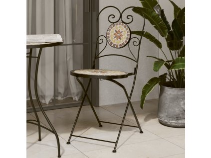 vidaXL Bistro stoličky skladacie 2 ks terakotové a biele keramika