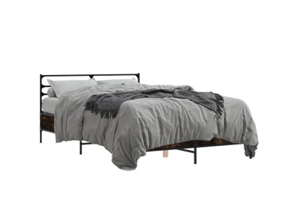 vidaXL Posteľný rám dymový dub 120x200 cm kompozitné drevo a kov